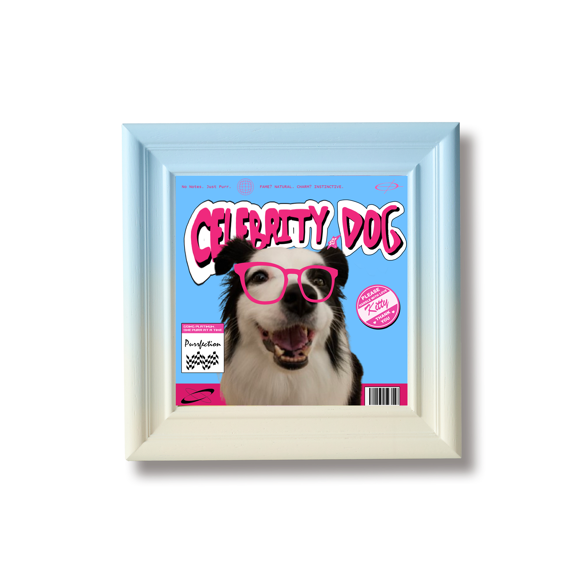 Playful dog - Blue lines