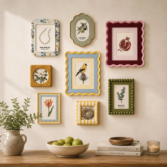 Eclectic Gallery Wall Frame Set, 8 Vintage Cottagecore Photo Decor-Photo paper size(4x4/4x6/5x7) Framzoo