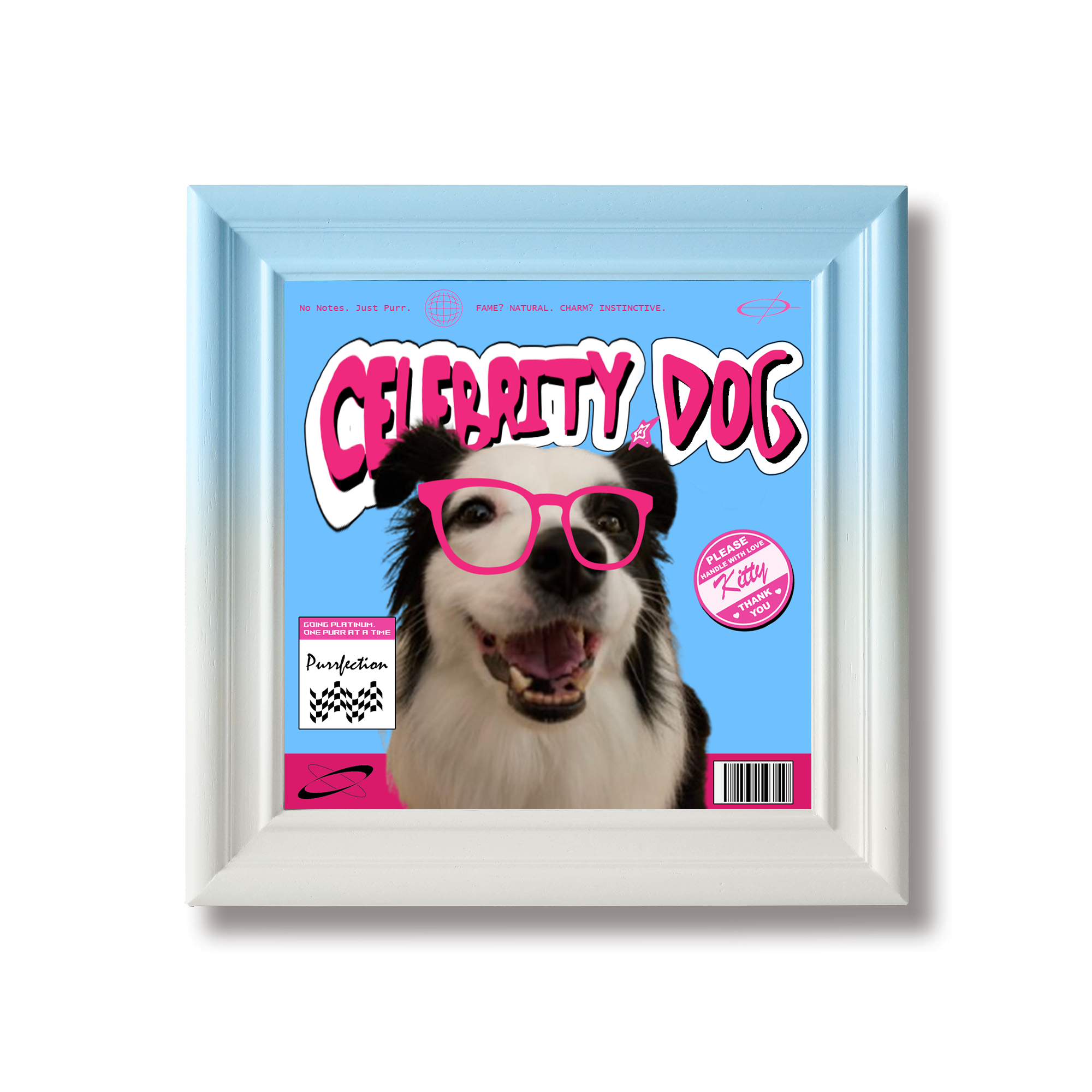 Playful dog - Blue lines