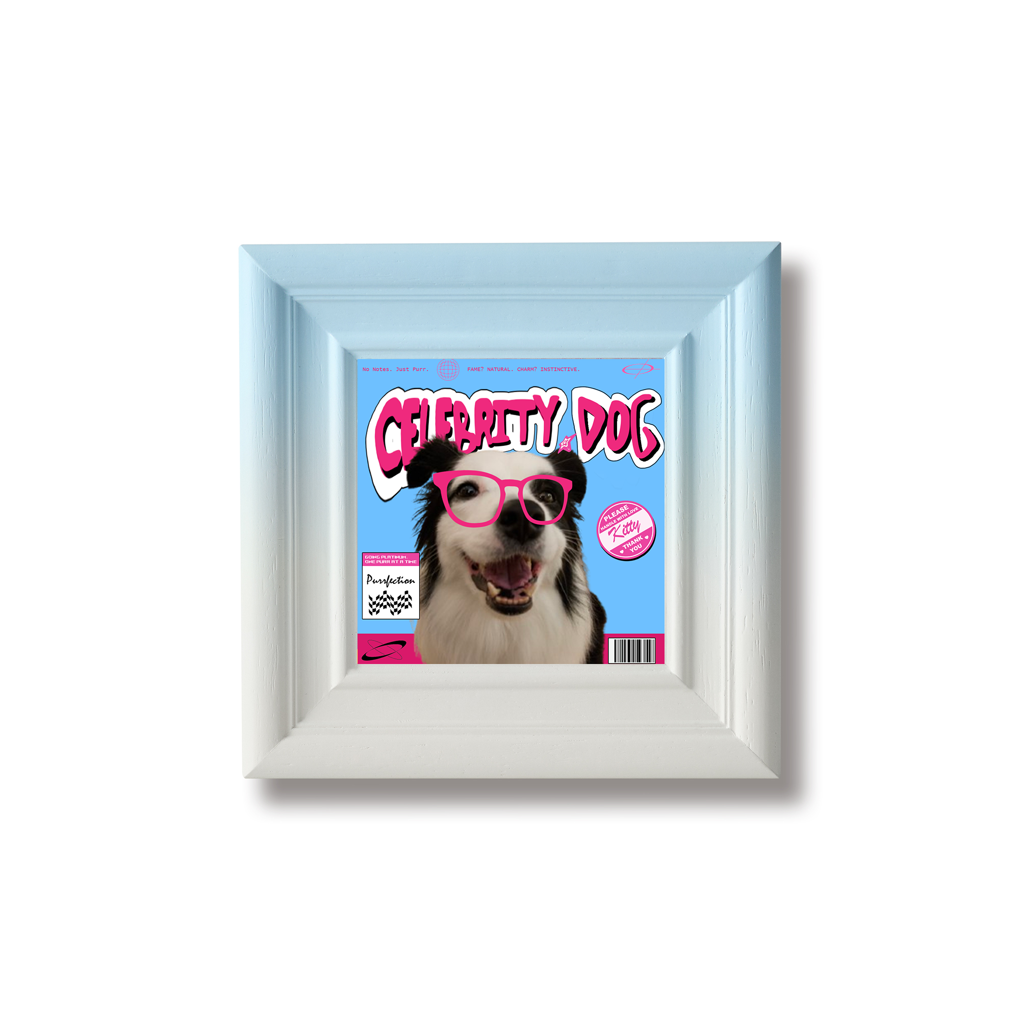 Playful dog - Blue lines