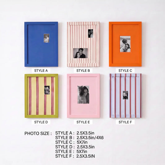 Rainbow Picture Frame Set of 6 | Colorful Striped Multi Photo Display | Bright Blue Pink Orange Gallery Wall | Modern Kids Room Frames | Clip Photo Holder Wall Art | Vibrant Home Decor Framzoo