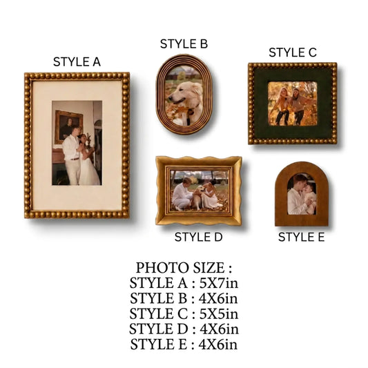 Fall Picture Frame, Vintage Gold Beaded Photo Frame, Dark Academia Wall Decor, Arch & Wavy Frame Set, Cozy Autumn Home Decor, Gift Framzoo