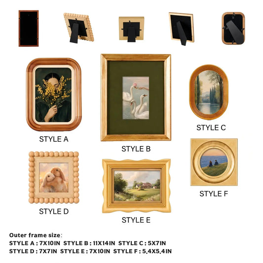 Warm Wood Tone Vintage Picture Frame Set of 6(4X4/4X6/5X7/8X10), Classic Gold Brown Gallery Wall Frames, French Country Wooden Frame Collage Framzoo