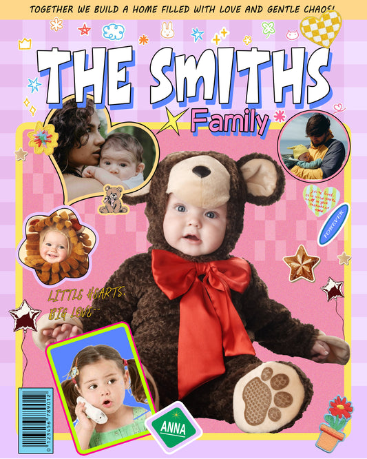 Family and child B - Pink lines